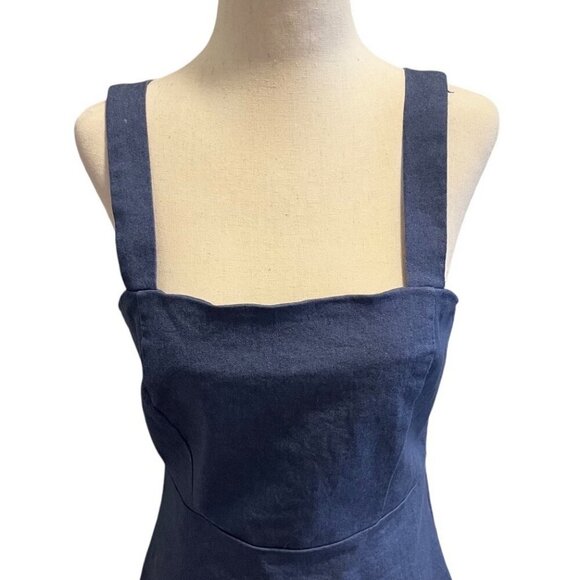 Denim By Flying Tomato Womens Sleeveless Denim Dress With Ruffled Hem & Square M - Picture 9 of 11